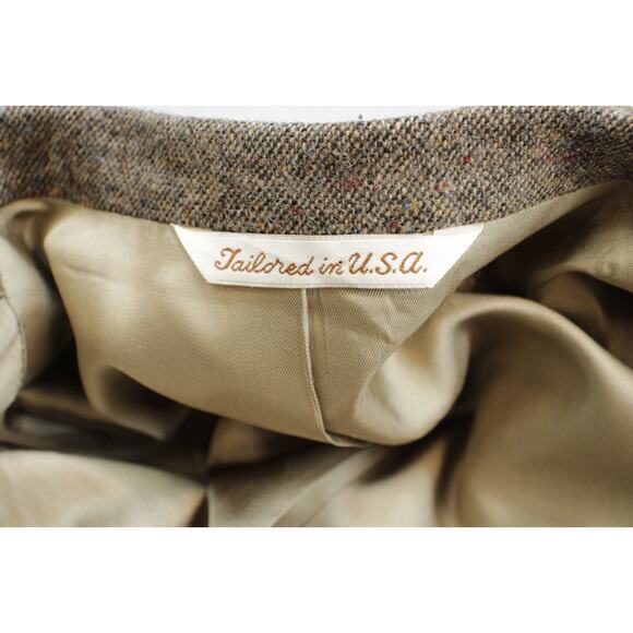Stafford Blazer Men's Brown 46L 100% Wool 2-Button Tweed Elbow Patch Fleck USA - Picture 7 of 10